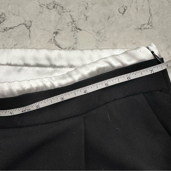 Zara Large Black Dress Pants Wide Leg High Rise White Satin Drawstring Waistband - Picture 4 of 6